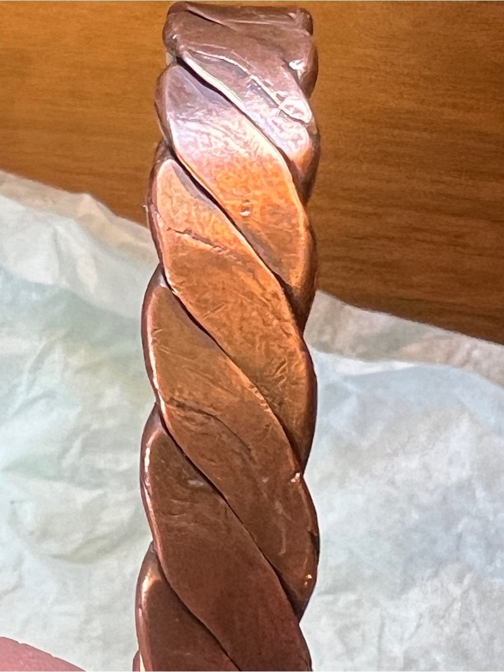 Vintage Aged Twisted Copper Cuff Bracelet - Picture 4 of 7